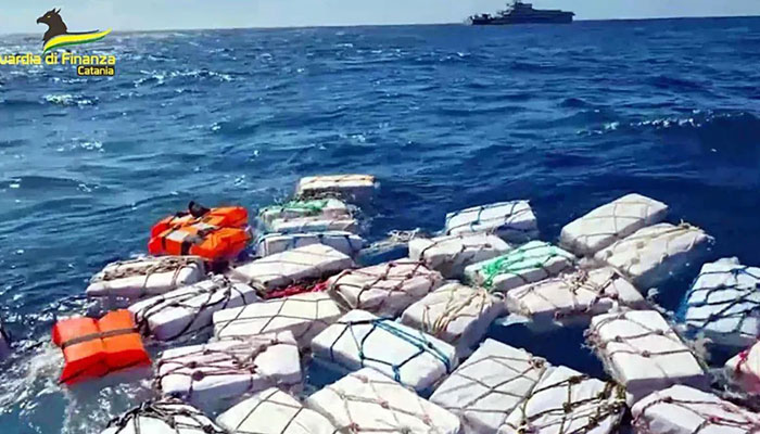 Police spotted the cocaine during a routine surveillance flight off the eastern coast of Sicily on Sunday.—GDFwebsite