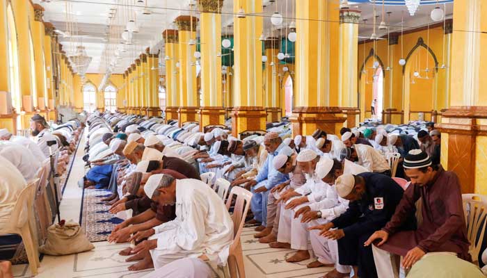Men attend Friday prayer during the fasting month of Ramadan, in Karachi, Pakistan April 14, 2023. — Reuters