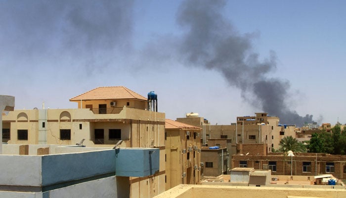 A general view shows smoke billowing in Khartoum on April 20, 2023. — AFP