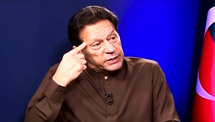 Pakistan Tehreek-e-Insaf Chairman Imran Khan speaks during an interview, in this still taken from a video. — Twitter/@/PTIofficial