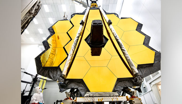 This shows the primary mirror of Nasas James Webb Space Telescope (JWST) inside a cleanroom at Nasas Johnson Space Center in Houston, Texas. — AFP/File