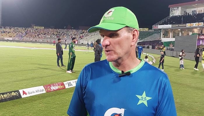 A still image of Pakistans head coach Grant Bradburn taken during his interview with Geo News on April 24, 2023 in Islamabad. — Photo by author