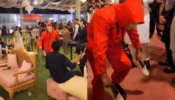 WATCH: Bride's cousin pulls off joota chupai ritual in Money Heist style - Vimarsana News