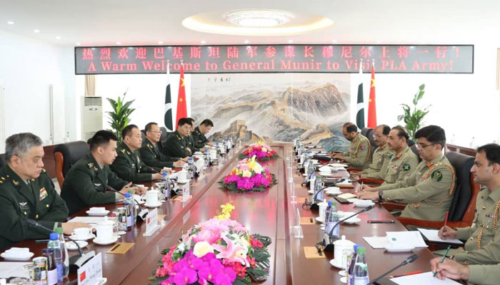 Chief of Army Staff (COAS) General Asim Munir in a meeting with the Chinese PLA commander.  — ISPR