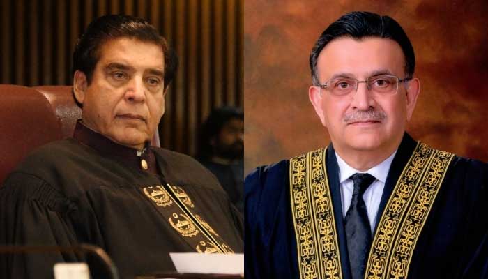 President of the National Assembly Raja Pervaiz Ashraf (left) and Chief Justice Umar Ata Bandial.  - Twitter/@NAofPakistan/Supreme Court of Pakistan website