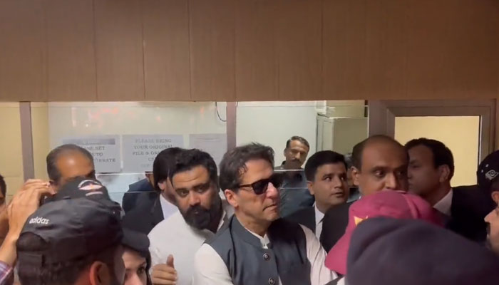 Pakistan Tehreek-e-Insaf (PTI) Chairman Imran Khan inside the Islamabad High Court. — Twitter/PTI