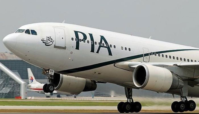 A passenger plane of Pakistan International Airlines takes off from an airport. — AFP