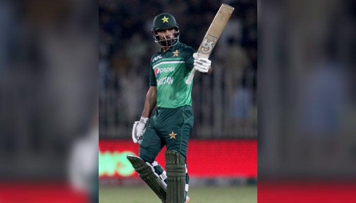 Pakistans opening batter Fakhar Zaman gestures during the second ODI against New Zealand in Rawalpindi, on April 29, 2023. — Twitter/@TheRealPCB