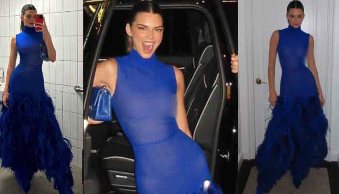 Kendall Jenner turns heads in sheer blue dress as romance with Bad Bunny heats up