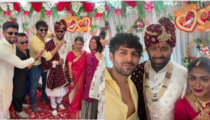 Kartik Aaryan attended a spotboys wedding in a casual outfit