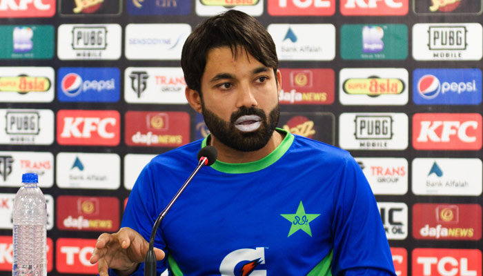 Pakistans wicket-keeper-batter Mohammad Rizwan addresses a press conference in Karachi, on May 1, 2023. — Twitter/@TheRealPCB