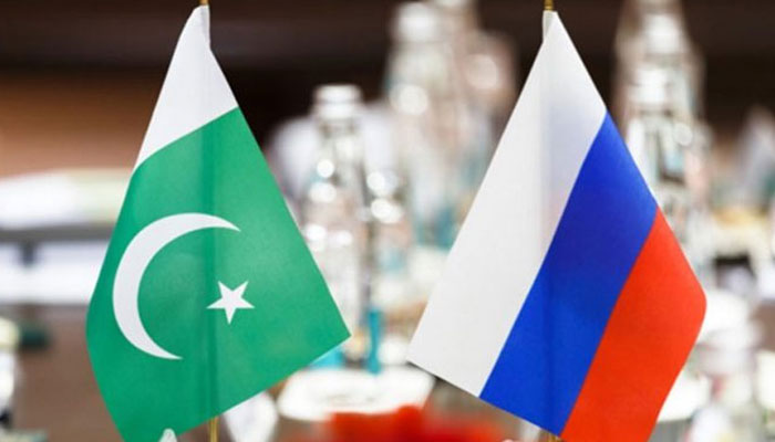 Flags of Pakistan and Russia. — Radio Pakistan