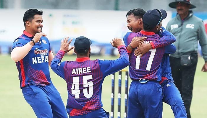 Nepal players celebrate after taking a wicket — ACC