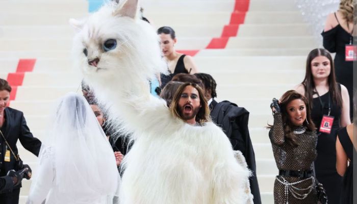 Jared Leto wears giant Choupette costume to Met Gala