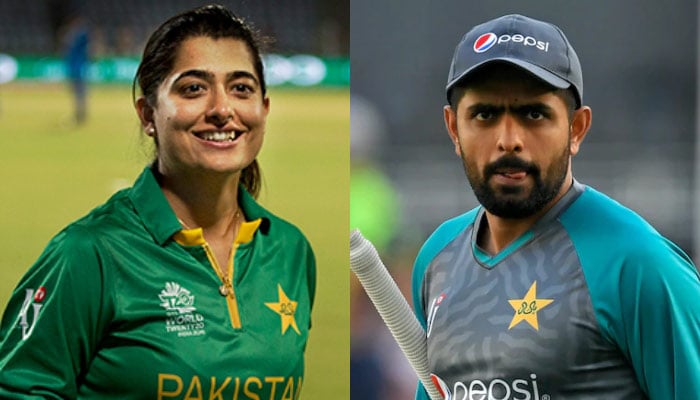 Former captain of Pakistans womens cricket team Sana Mir (left) and national cricket teams skipper Babar Azam. — AFP/File