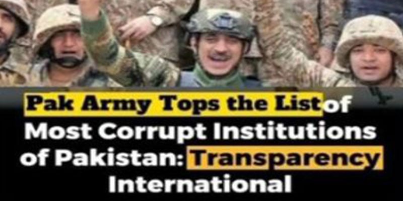 An image circulating online which claims that Transparency International has ranked the Pakistan army as the most corrupt institution in the country. — Geo Fact-Check