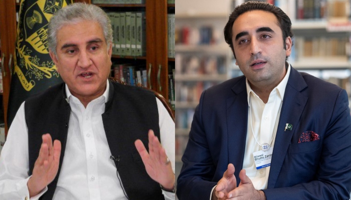 Former foreign minister Shah Mahmood Qureshi (left) and incumbent FM Bilawal Bhutto-Zardari. — Reuters/File