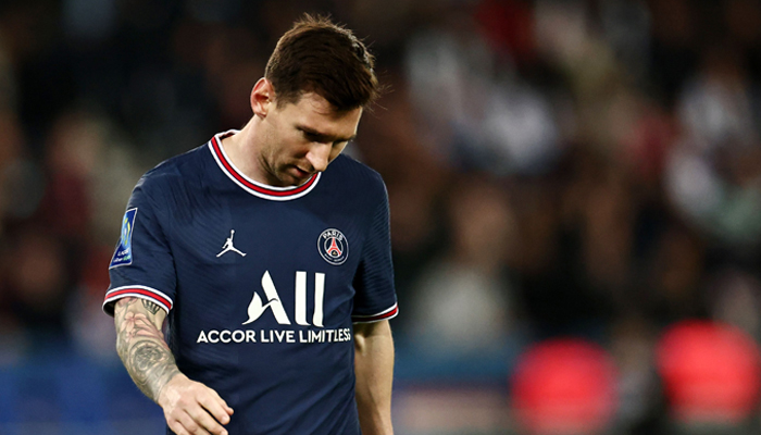 Soccer Football - Ligue 1 - Paris St Germain v Lille - Parc des Princes, Paris, France - October 29, 2021 Paris St Germains Lionel Messi after the first half. — Reuters