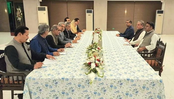 PTI and government negotiating teams will hold the third round of talks at Parliament House in Islamabad on Tuesday, May 2, 2023.  — Facebook/@Shah Mahmood Qureshi
