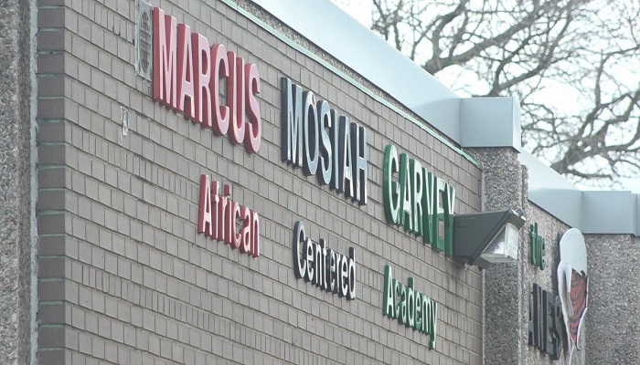 This screengrab from a CBS video shows the facade of Maruc Mosiah Gravey Academy released on May 6, 2023.— Youtube/CBS Detroit