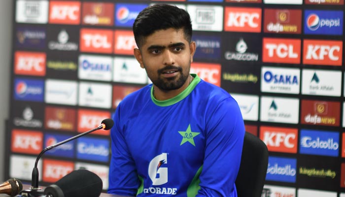 Pakistan skipper Babar Azams pre-match press conference at National Bank Cricket Arena, Karachi on December 16, 2022. — Twitter/TheRealPCB