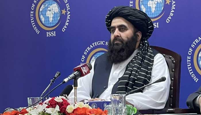 Afghanistan’s Acting Foreign Minister Mawlawi Amir Khan Muttaqi attends an event in Islamabad on May 8, 2023. — Twitter/CAMEA_ISSI