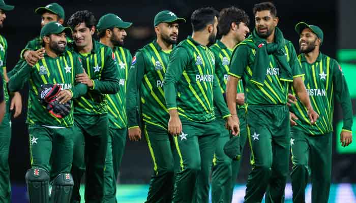 Pakistan players after their 2022 ICC Twenty20 World Cup cricket tournament match against South Africa at the Sydney Cricket Ground. — AFP/File