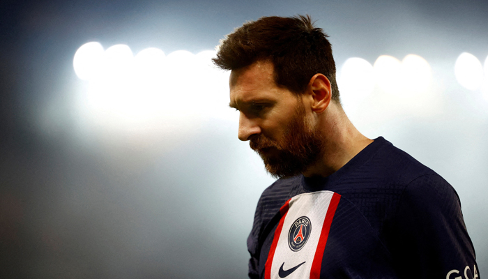 Soccer Football - Champions League - Round of 16 First Leg - Paris St Germain v Bayern Munich - Parc des Princes, Paris, France - February 14, 2023 Paris St Germains Lionel Messi reacts. — Reuters