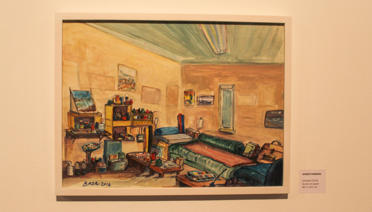 Ahmeds painting of his room is also at the exhibit. — Photo by Hassaan Ahmed