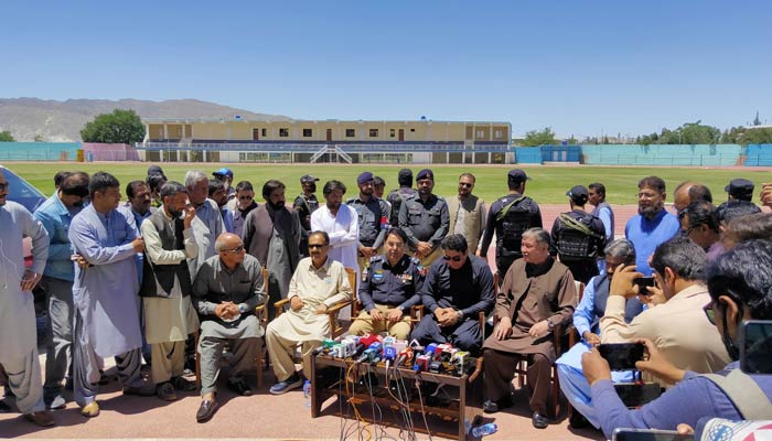 Press conference regarding 34th national games Quetta at the Bugti stadium in Quetta on May 9, 2023. — Twitter/@ZR_Photography_