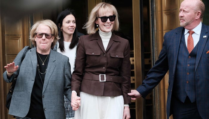 Writer E Jean Carroll leaves a Manhattan court house after a jury found former President Donald Trump liable for sexually abusing her in a Manhattan department store in the 1990s on May 09, 2023, in New York City. — AFP