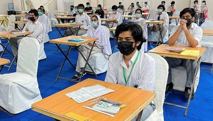Students during the Cambridge exams in Pakistan. — Twitter/Deputy Commissioner South Karachi/File