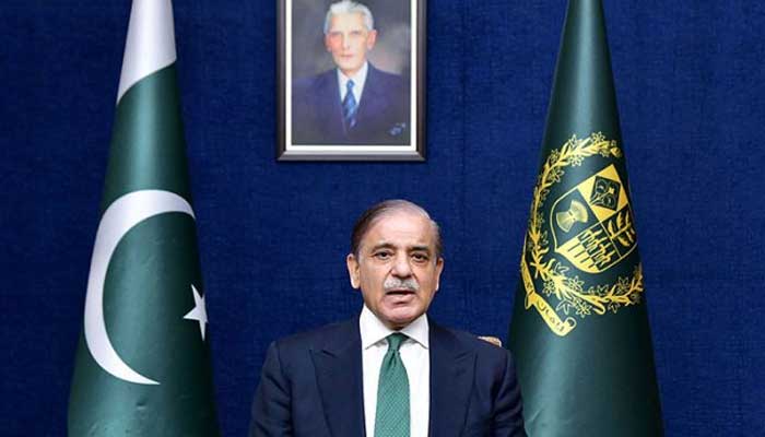 Prime Minister Shehbaz Sharif addresses the nation on May 11, 2023. — APP