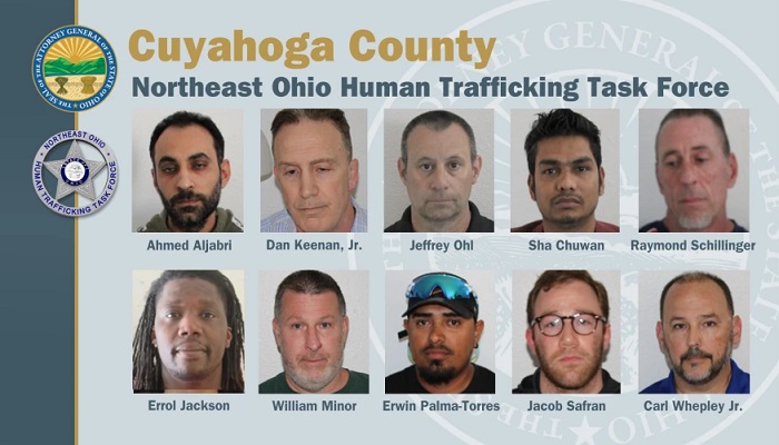 Mugshots of the suspects arrested in a sting operation against human trafficking in North Olmsted City. —Ohio Attorney General’s Office