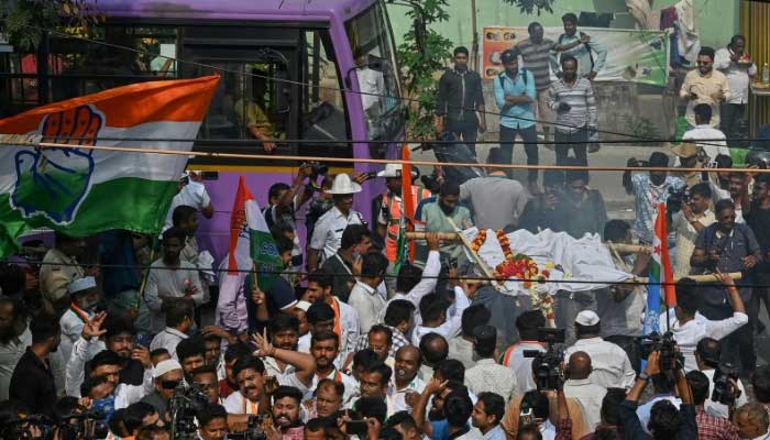 Indias opposition Congress party was heading for victory in Karnataka states legislative assembly elections — AFP