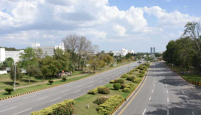 A blank image of Constitution Avenue in Islamabad, after people leave for their hometowns on April 21, 2023 to celebrate Eid-ul-Fitr holiday. — Online