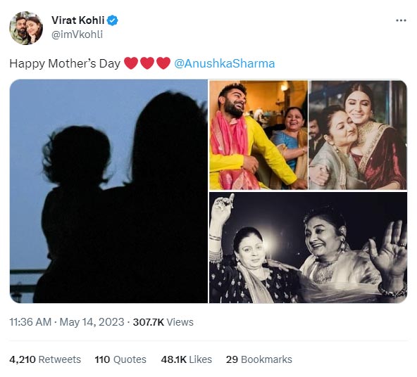 Virat Kohli pays tribute to three special women on Mother’s Day