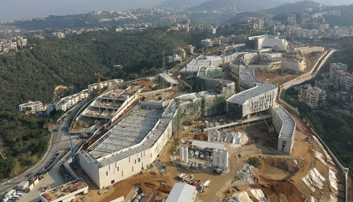 An aerial view of the new US embassy complex in Beirut under construction. — US embassy in Beirut via Twitter