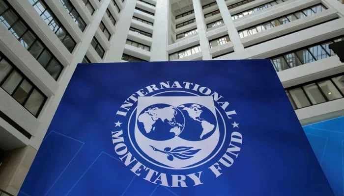 IMF logo near a building. — AFP/File