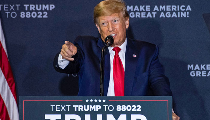 Former US President Donald Trump speaks during a Make America Great Again rally in Manchester, New Hampshire, on April 27, 2023. — AFP