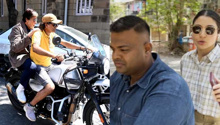 Amitabh Bachchan and Anushka Sharma take lift on a bike to avoid traffic jam