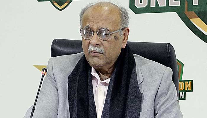 PCB Management Committee Chairman Najam Sethi talks to journalists during a presser at the Gaddafi Stadium on January 24, 2023. — APP