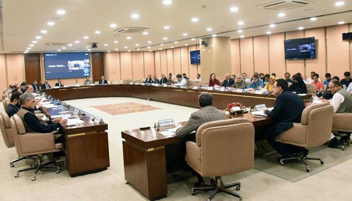 Chairman Noor Alam Khan chairing a meeting of the Public Accounts Committee. — National Assembly