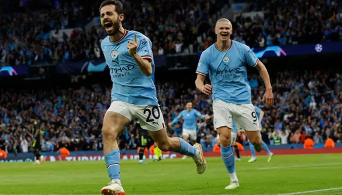 Bernardo Silva was in inspirational form as the midfielder scored twice as Man City ease past Real Madrid to make it to the Champions League final. Photograph: The Guardian