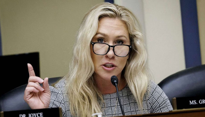 Representative Marjorie Taylor Greene during a House Select Subcommittee in Washington, DC, March 8, 2023. Bloomberg