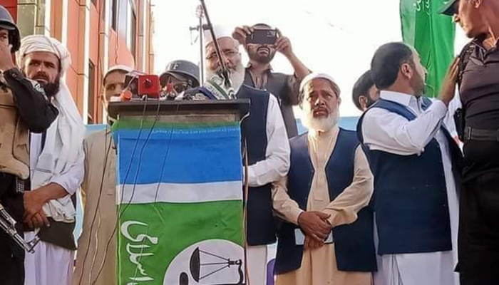 Jamaat-e-Islami Emir Sirajul Haq addresses a public gathering in Zhob, on May 19, 2023. — Twitter/@JIPOfficial