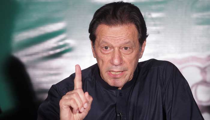 Former Prime Minister of Pakistan Imran Khan gestures as he addresses members of the media at his residence in Lahore, Pakistan, May 18, 2023. — Reuters