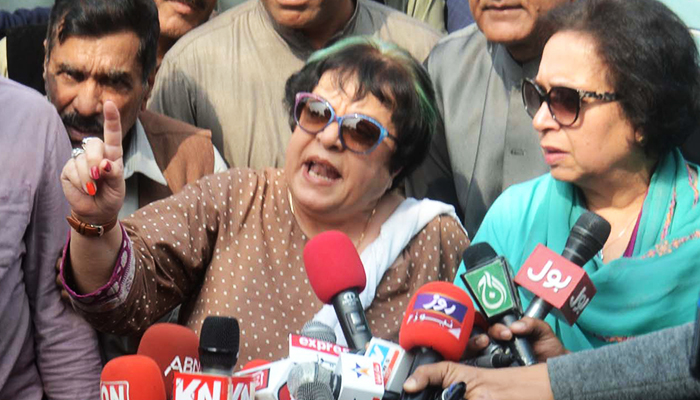PTI leader Shireen Mazari speaks to media persons in Lahore on February 22, 2023. — PPI