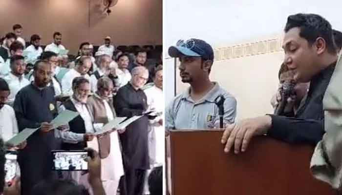 WATCH: LB representatives clueless as 'cool commissioner' administers oath in English - Vimarsana News