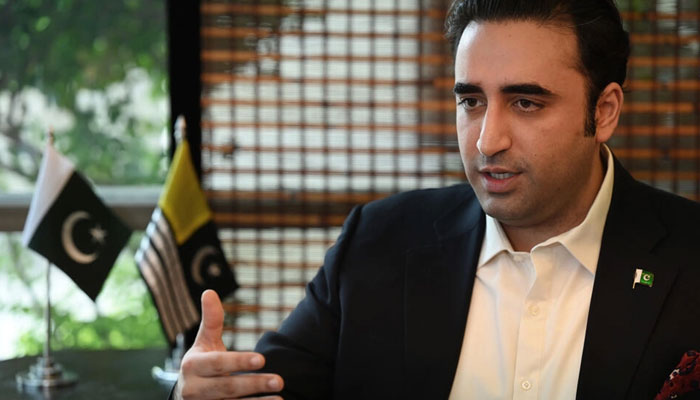 Foreign Minister Bilawal Bhutto Zardari speaks during an interview with AFP in Muzaffarabad, — AFP